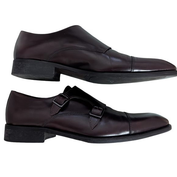 Broletto Men's Double Monk Strap Dress Shoes Size 10.5 Burgundy Brown Leather - Picture 12 of 15
